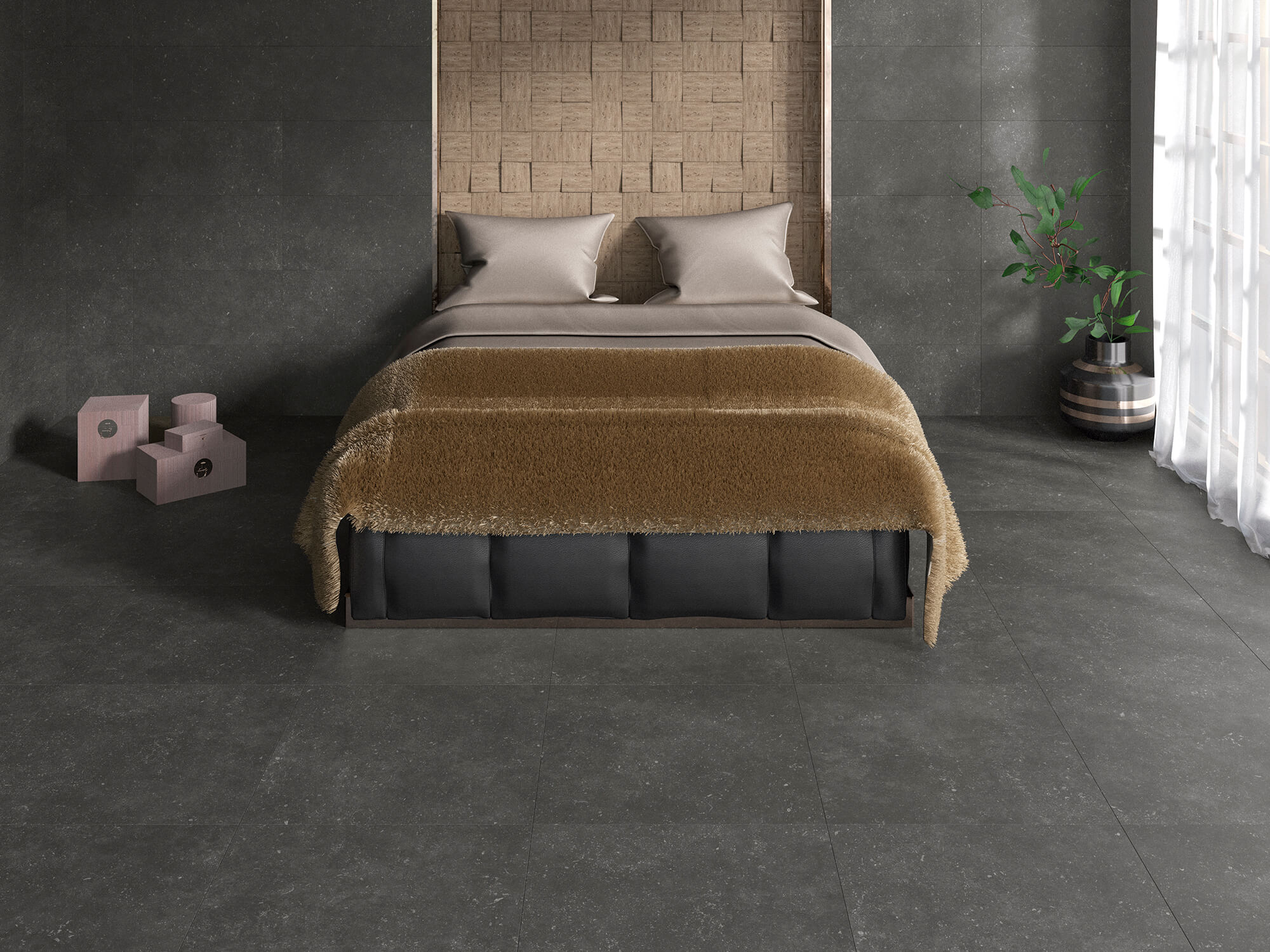 Grain Stone Black – 60 × 60 cm
