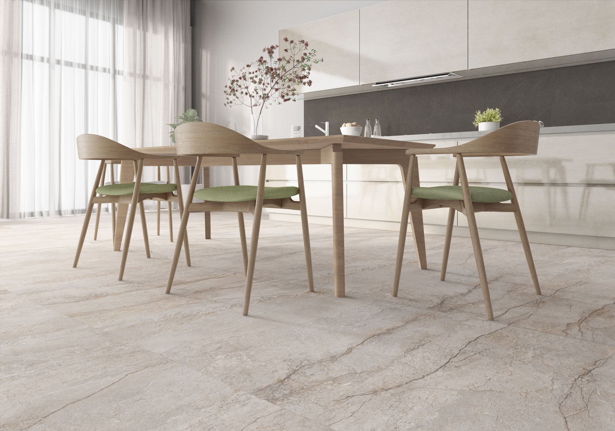 Breccia Greige – 120 × 120 cm – Raumansicht