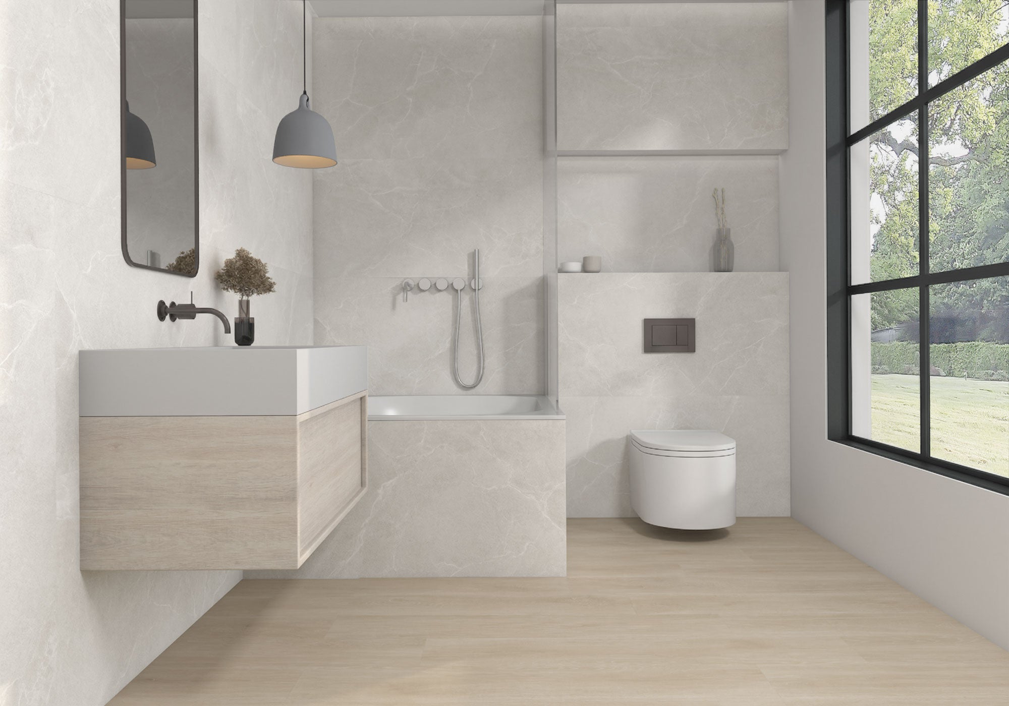 Mt Olympia Gris – 60 × 120 cm – Raumansicht