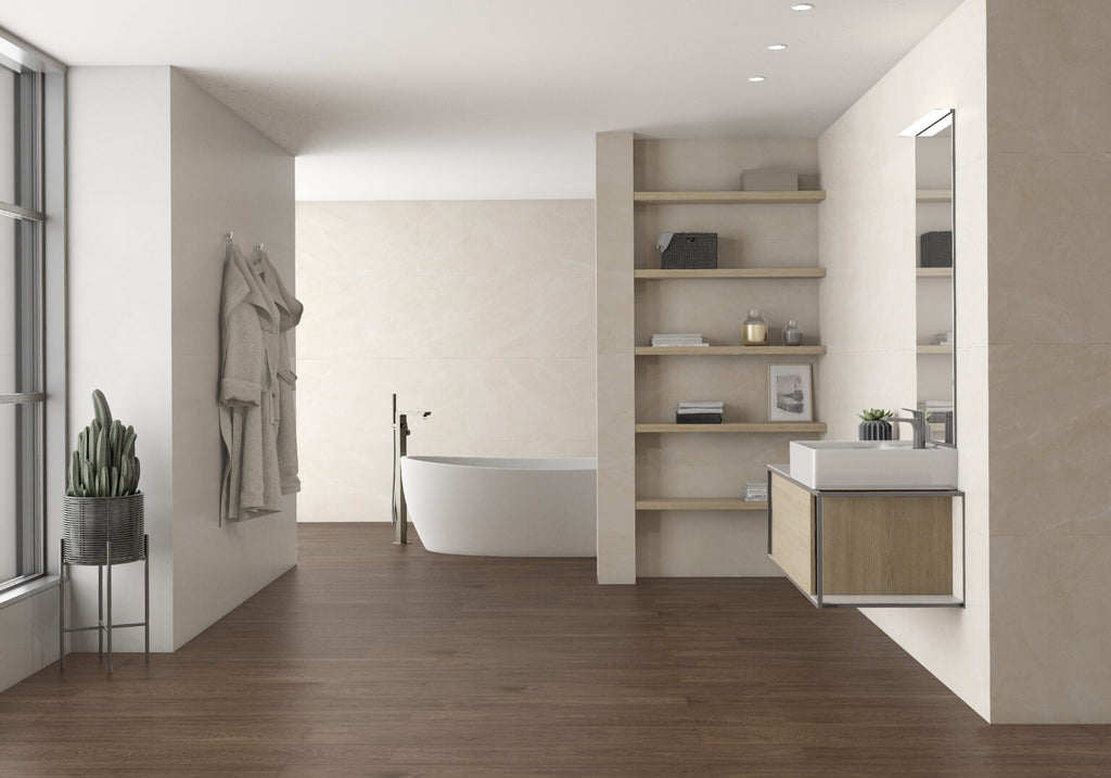 Partenon Crema – 120 × 120 cm – Raumansicht