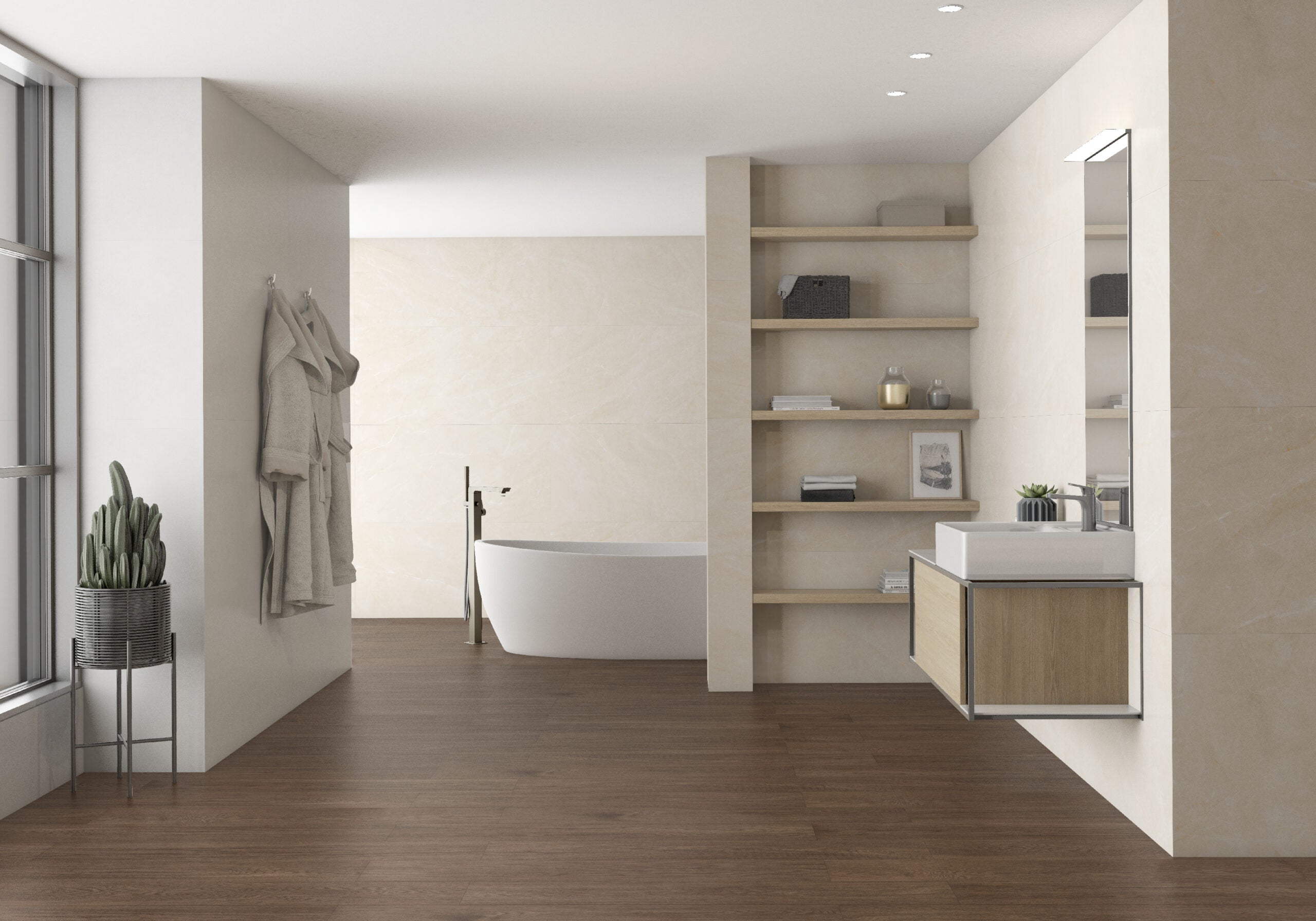 Partenon Crema – 120 × 120 cm – Raumansicht