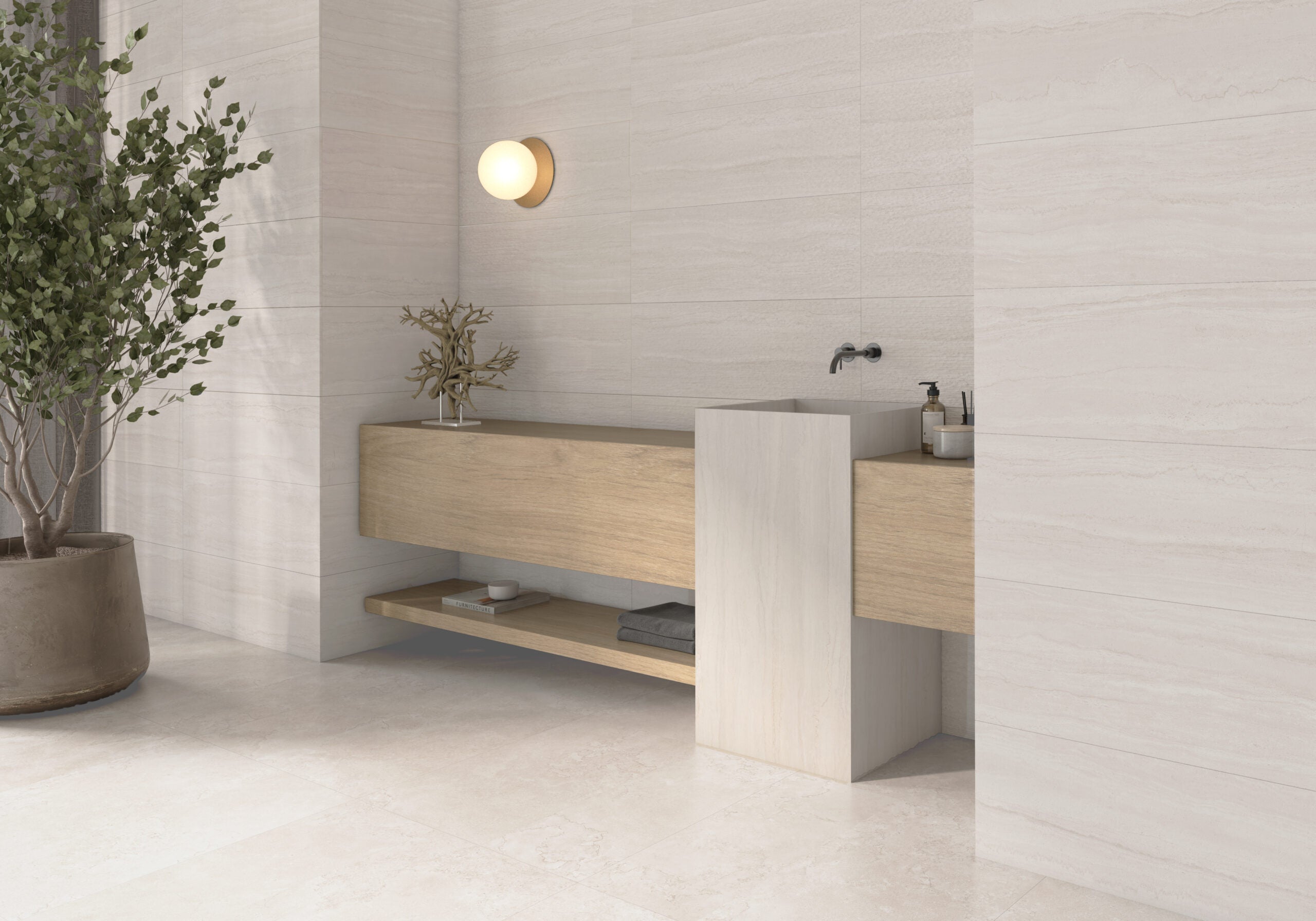 Vein Easton Crema – 30 × 90 cm – Raumansicht
