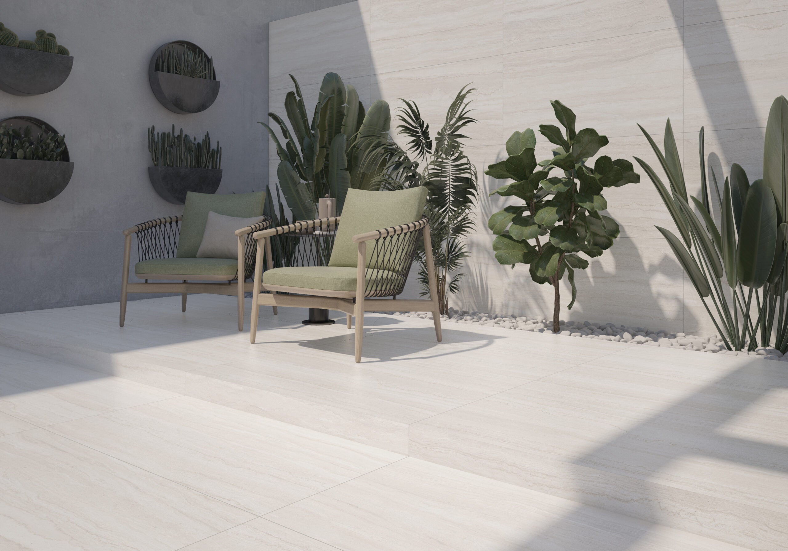 Vein Easton Marfil – 120 × 120 cm – Raumansicht