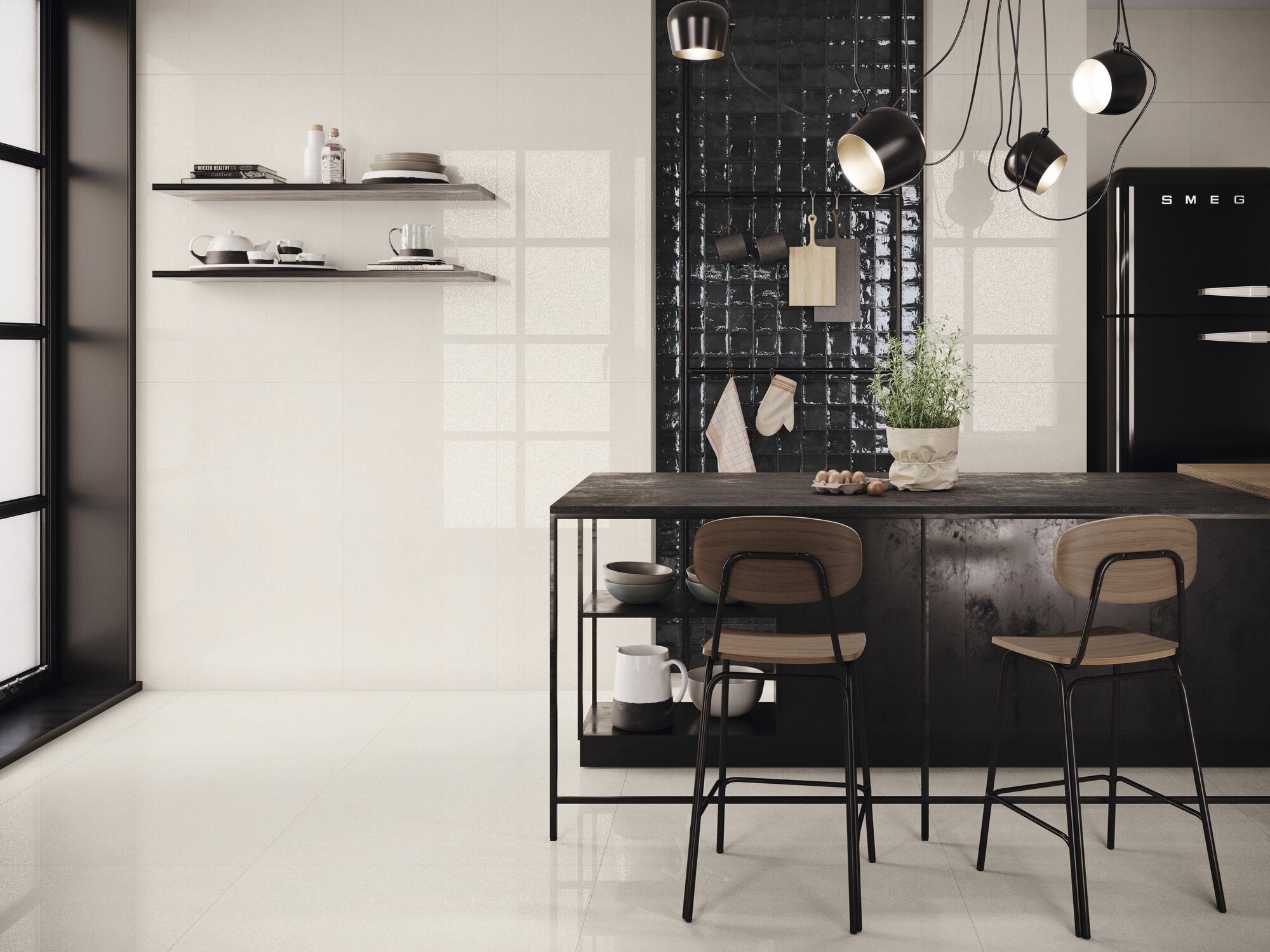 Zuhause Weiss – 90 × 90 cm – Raumansicht