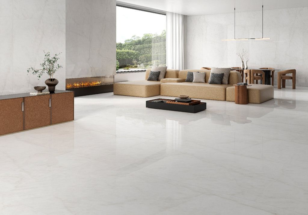Luxe Blanco poliert – 120 × 280 cm – Raumansicht
