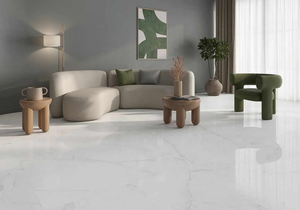 Discover Blanco poliert – 60 × 120 cm – Raumansicht