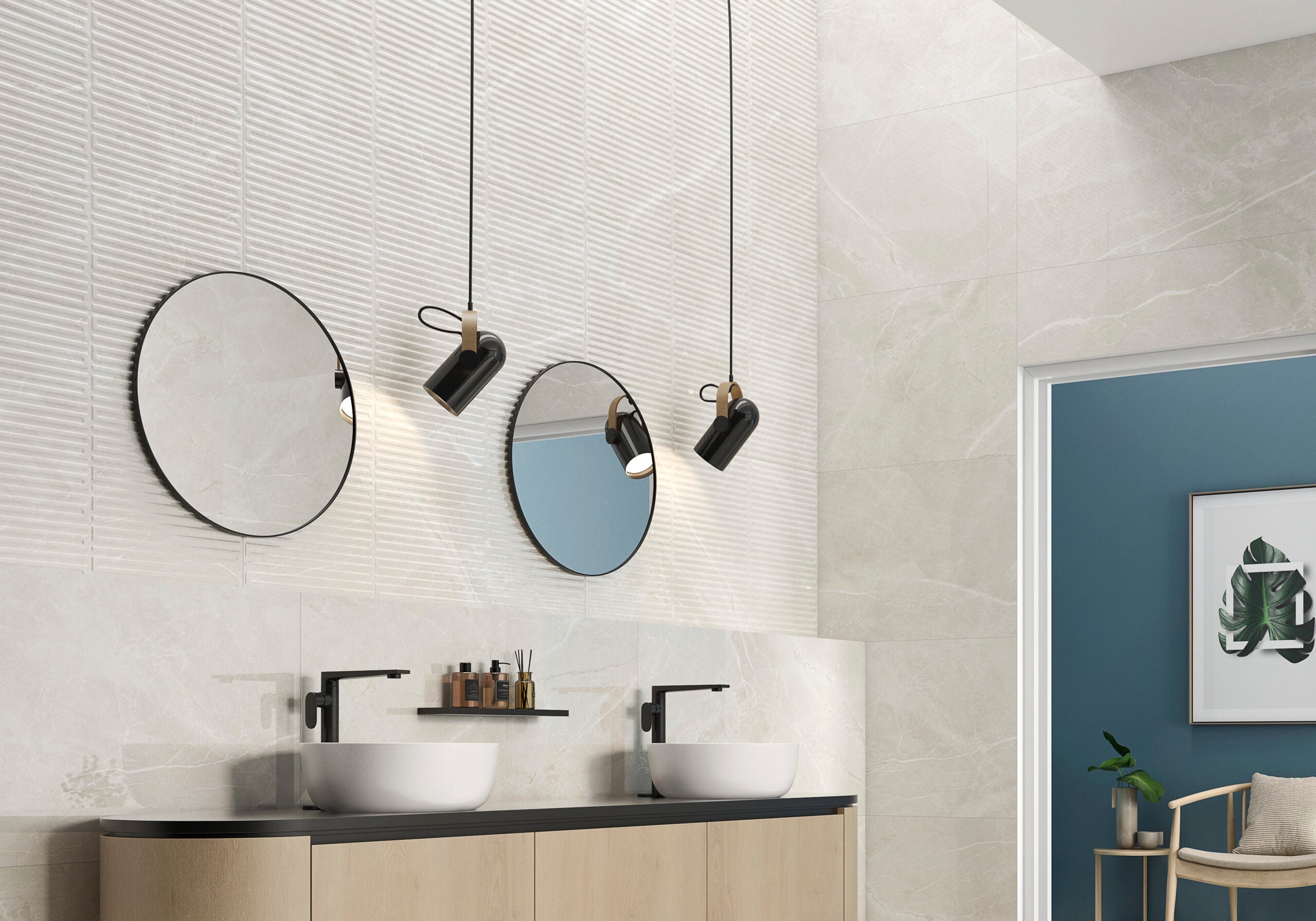 Fior Di Bosco Sand – 60 × 60 cm – Raumansicht