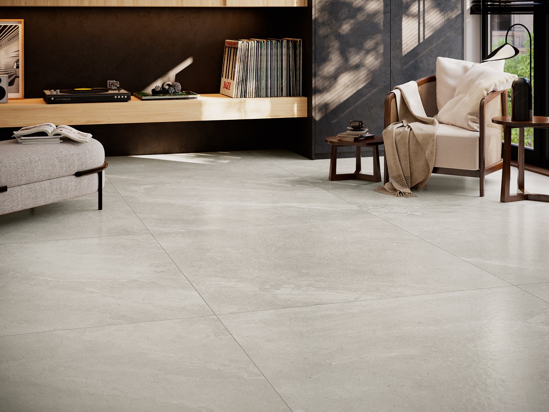 Ecchio Crema – 90 × 90 cm – Raumansicht