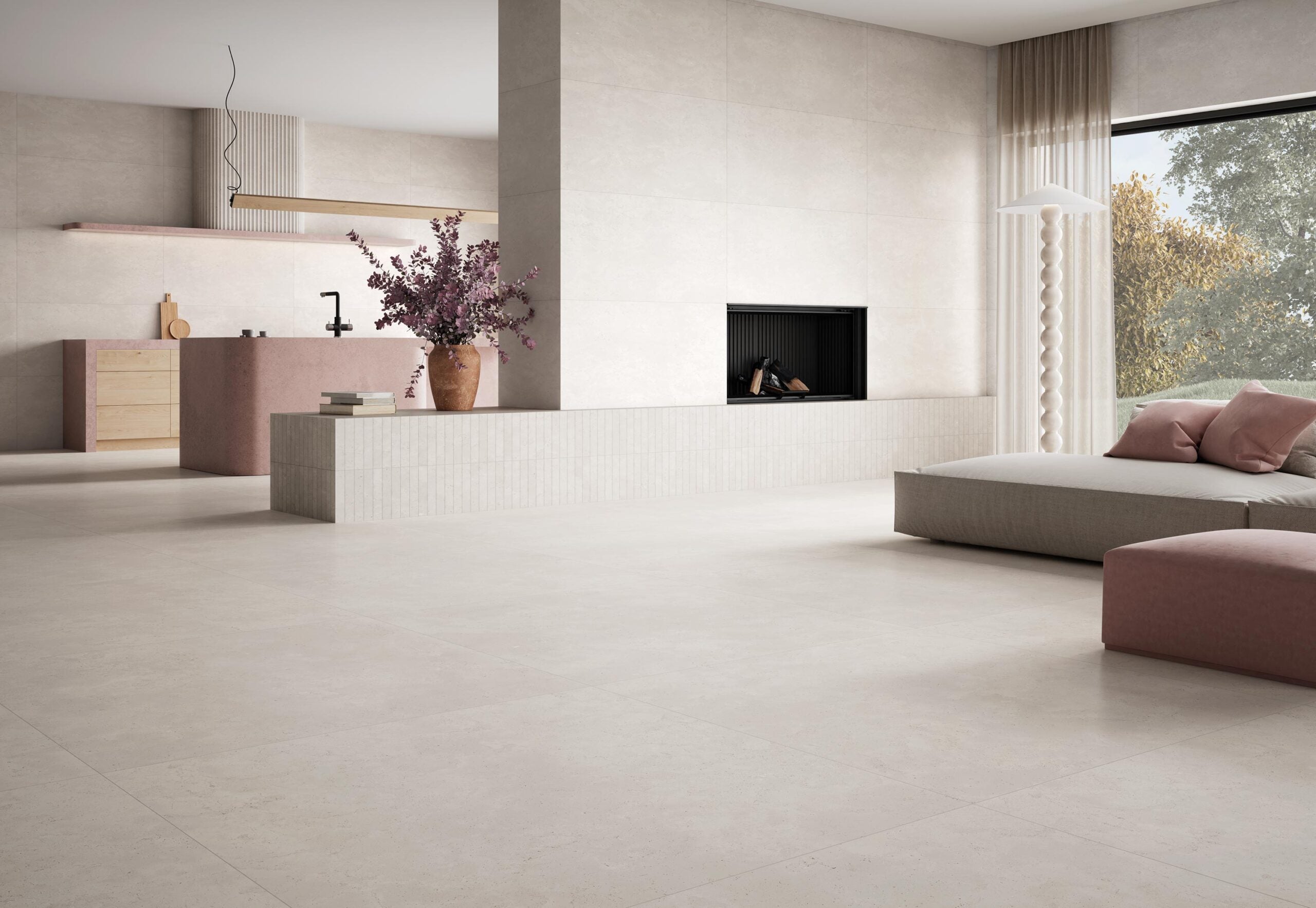 Irta Blanco soft – 120 × 120 cm – Raumansicht