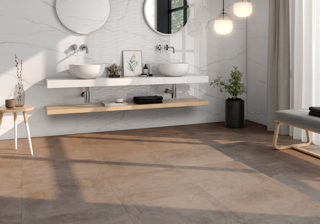 Oxitrace Grey – 60.8 × 60.8 cm – Raumansicht