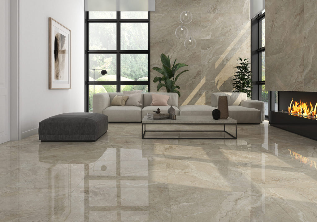 Sena Crema – 120 × 120 cm – Raumansicht