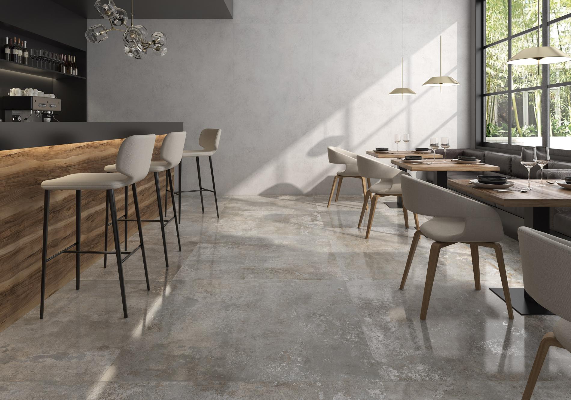 Rusty Metal Silver – 120 × 120 cm