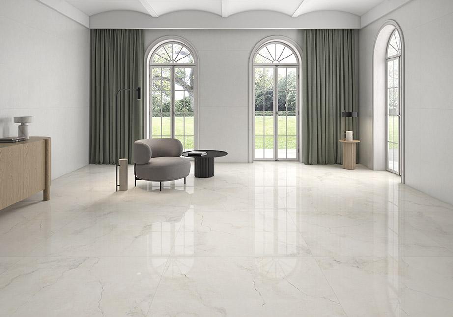 Creta White poliert – 120 × 120 cm